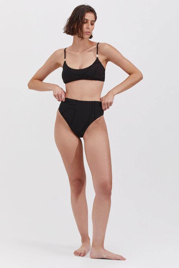 HIGH RISE BIKINI BOTTOM IN BLACK
