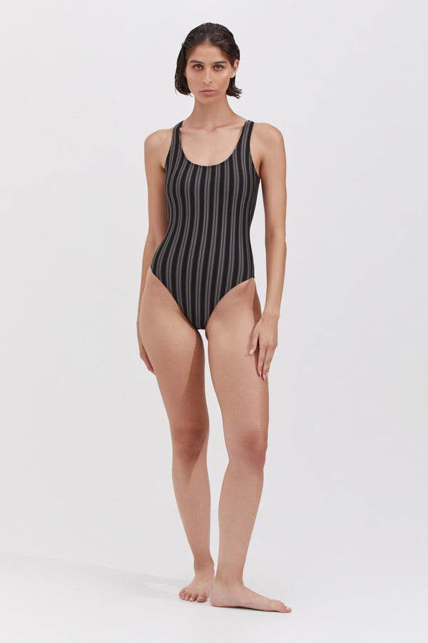 STRIPED ONE PIECE IN GREY