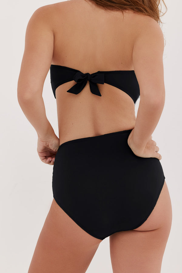 TURKIZ HIGH WAIST BIKINI BOTTOM - BLACK