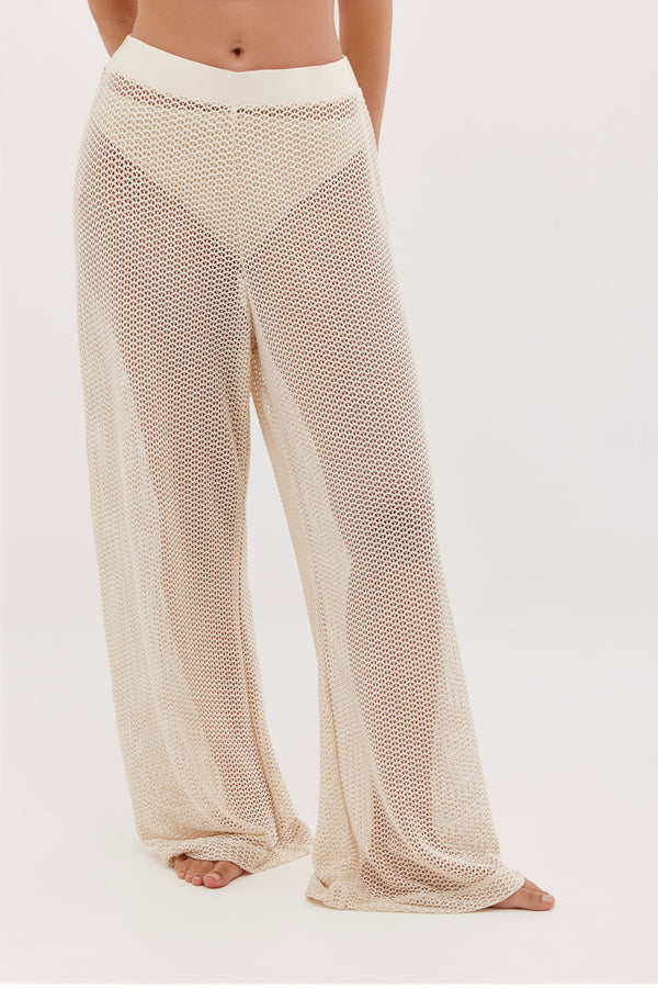 TURKIZ CROCHET BEACH PANTS - CREAM