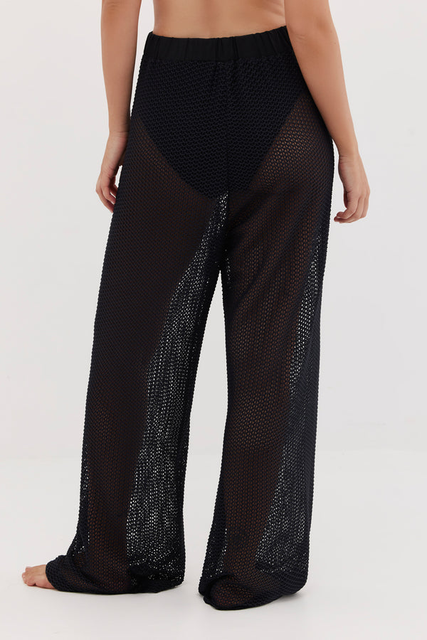 TURKIZ CROCHET BEACH PANTS - BLACK