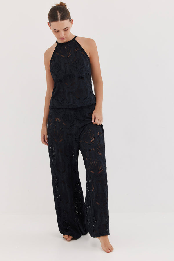 TURKIZ HIGH NECK TOP - BLACK LACE