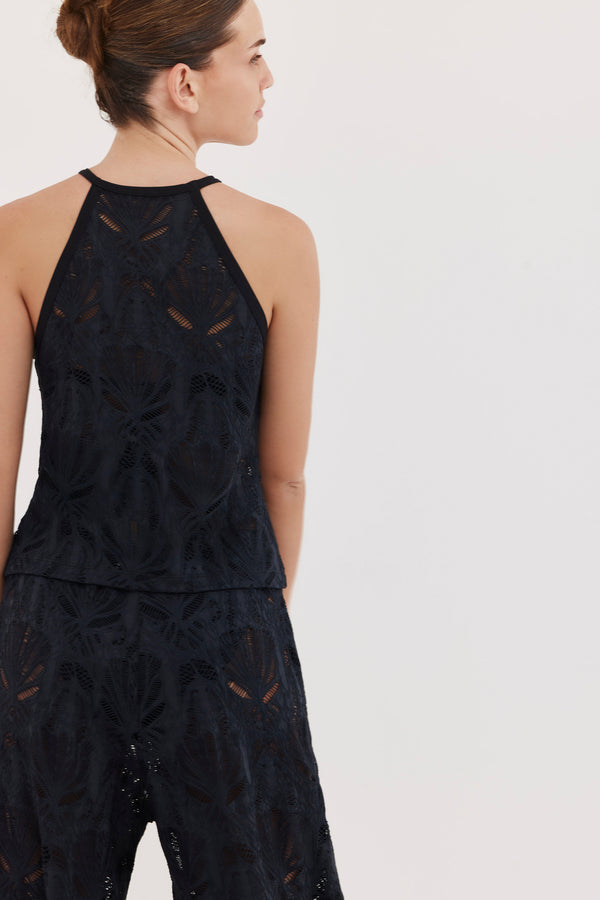 TURKIZ HIGH NECK TOP - BLACK LACE
