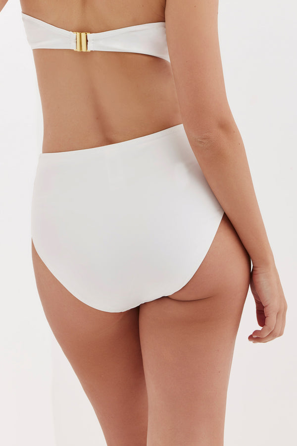 TURKIZ HIGH WAIST BIKINI BOTTOM - WHITE