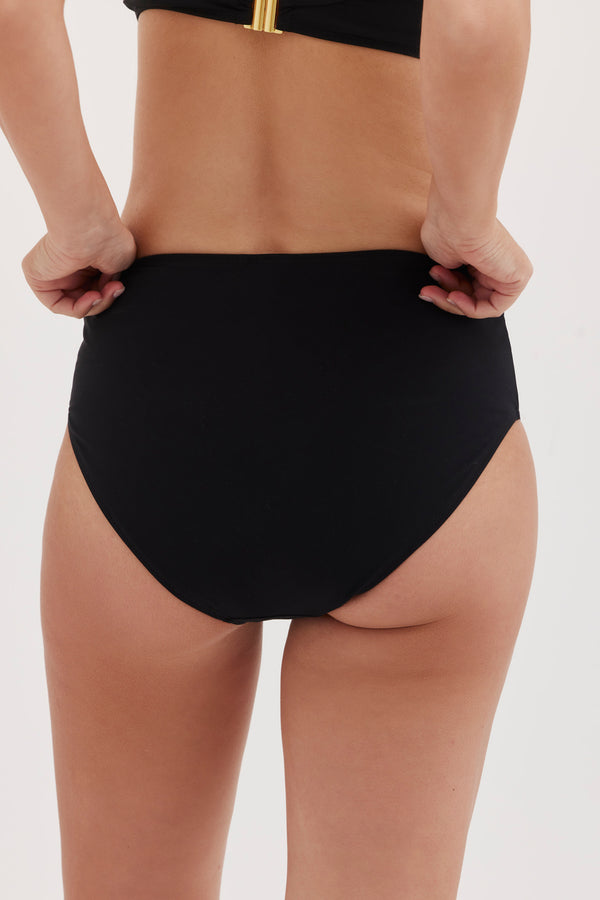 TURKIZ HIGH WAIST BIKINI BOTTOM - BLACK