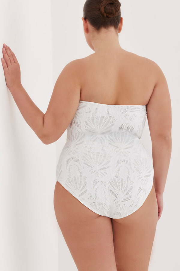 TURKIZ LACE BANDEAU ONE PIECE SWIMSUIT - WHITE