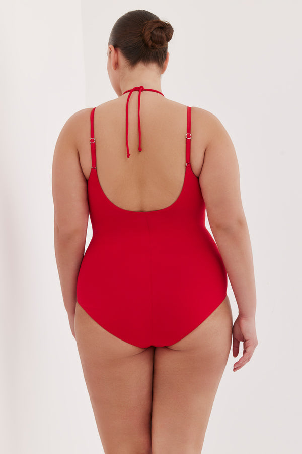 TURKIZ V-NECK ONE PIECE - RED