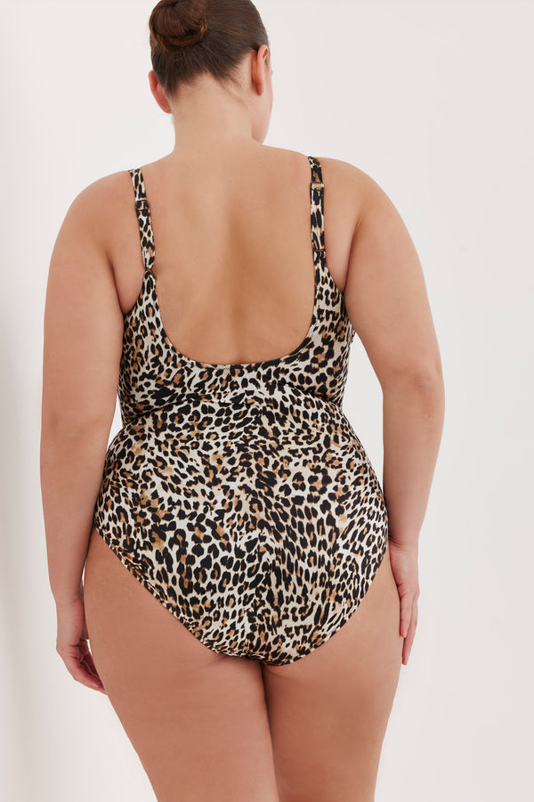 TURKIZ V-NECK ONE PIECE SWIMSUIT - LEOPARD