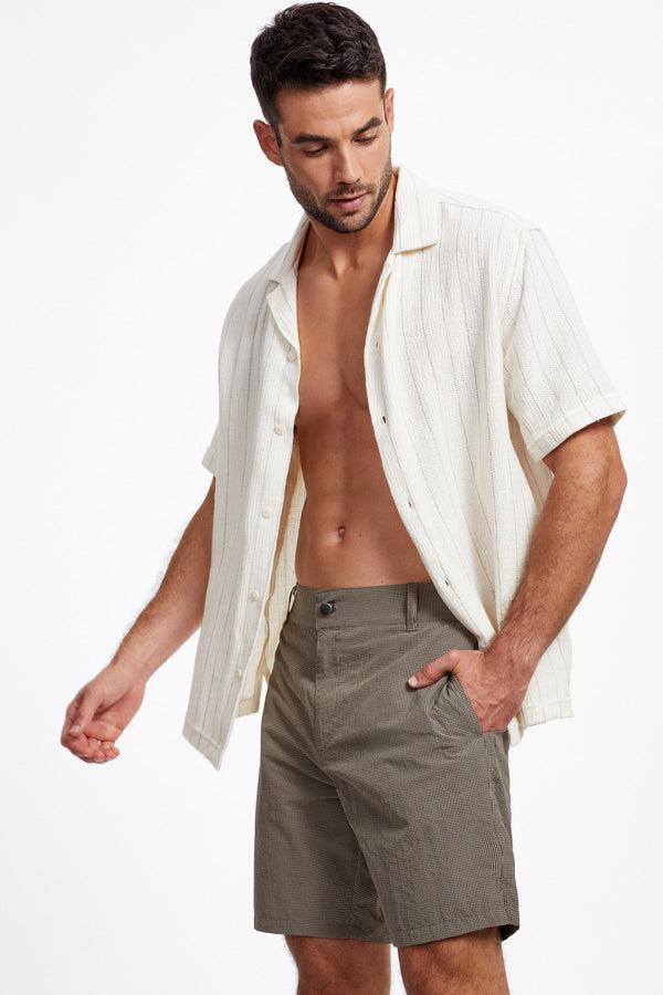 Men's Swim Trunks 7″ Checkered Brown Texture