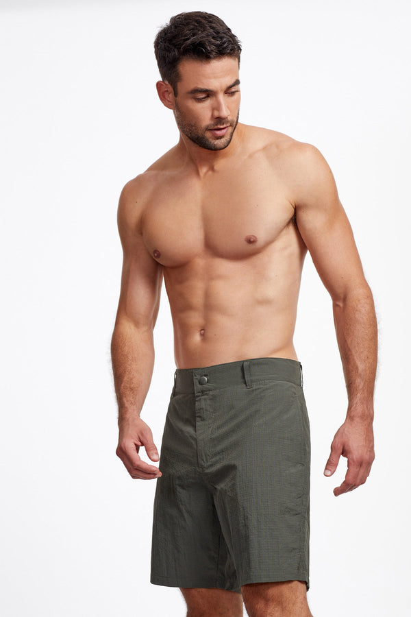 Men's Swim Trunks 7″ Checkered Green Texture