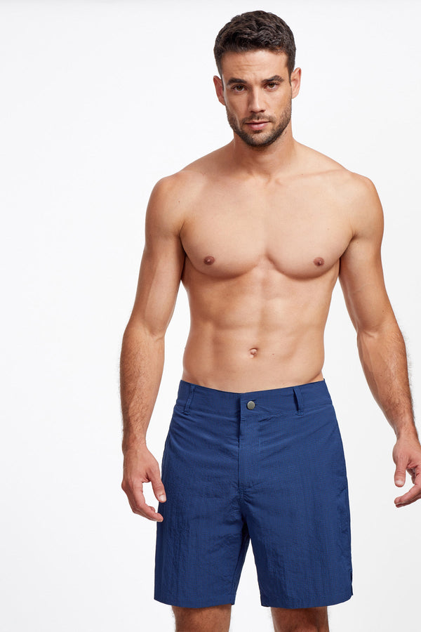 Men's Swim Trunks 7″ Checkered Navy Texture
