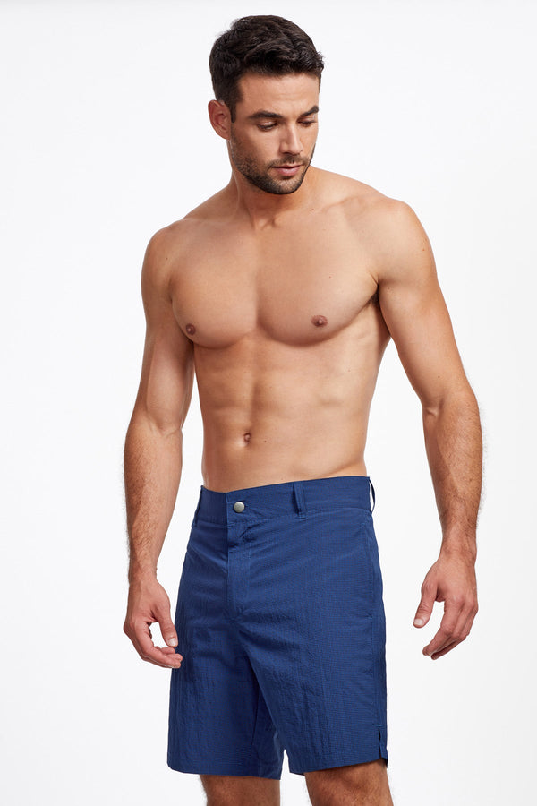 Men's Swim Trunks 7″ Checkered Navy Texture