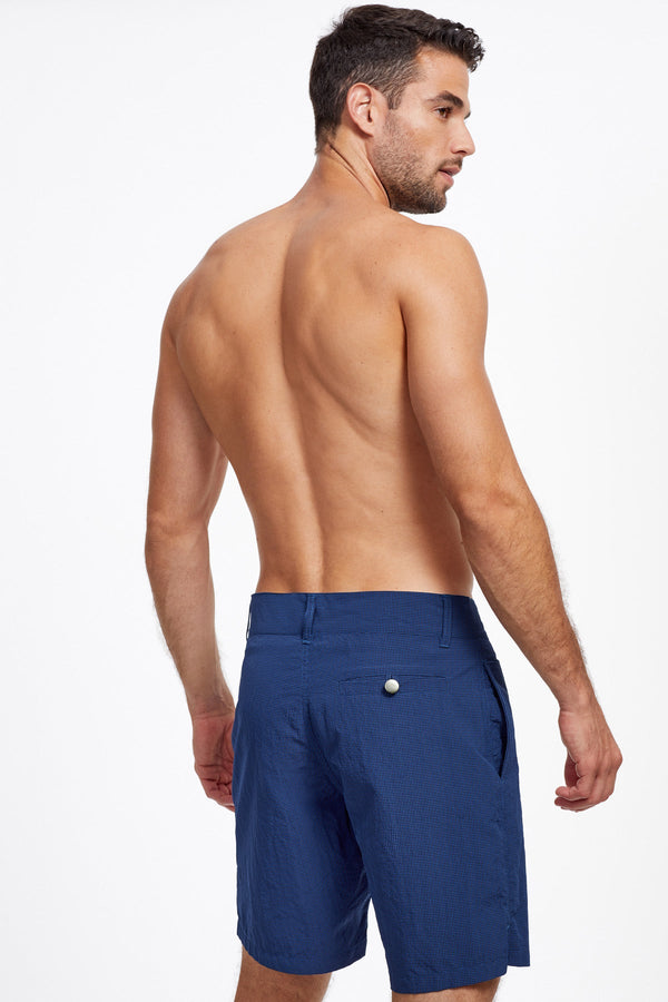 Men's Swim Trunks 7″ Checkered Navy Texture