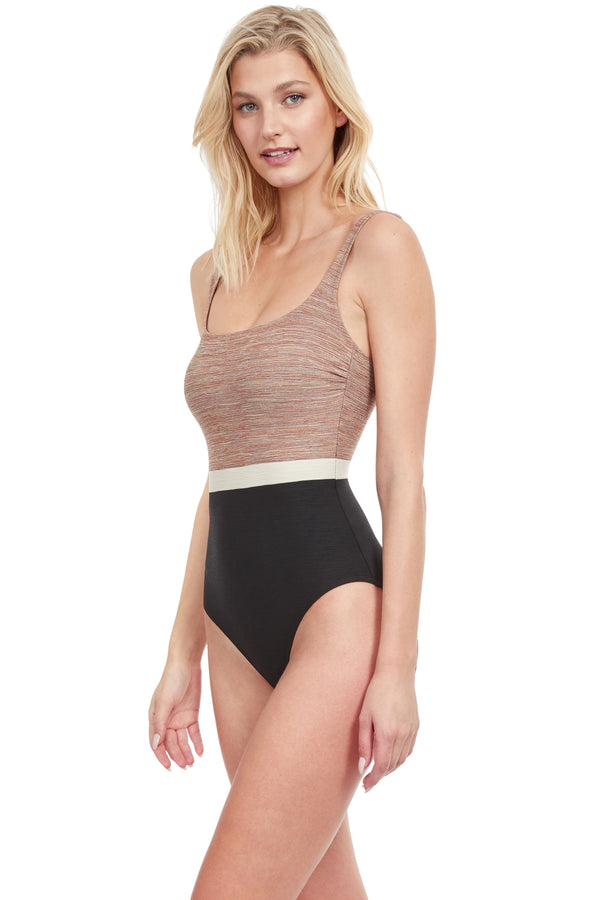 GOTTEX SERENITY FULL COVERAGE SQUARE NECK ONE PIECE SWIMSUIT