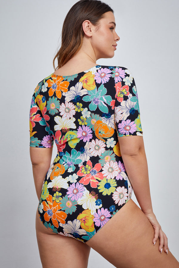 Gottex Modest Round Neck Short Sleeve One Piece Swimsuit