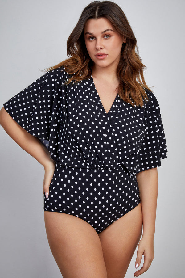 Gottex Modest V-Neck Wide Sleeve One Piece Swimsuit