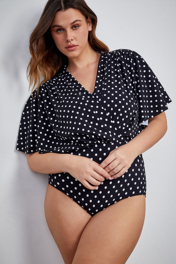 Gottex Modest V-Neck Wide Sleeve One Piece Swimsuit