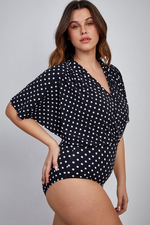 Gottex Modest V-Neck Wide Sleeve One Piece Swimsuit