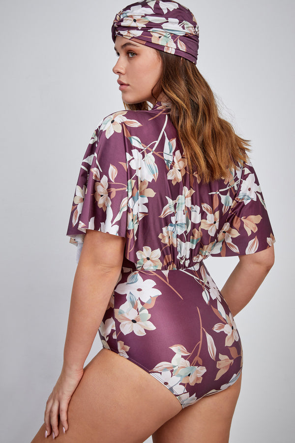 Gottex Modest V-Neck Wide Sleeve One Piece Swimsuit