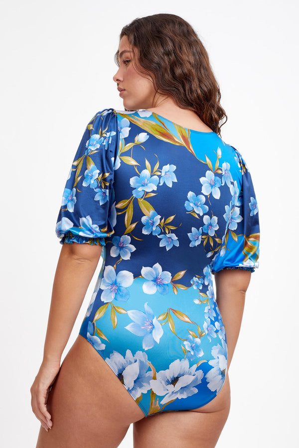 GOTTEX MODEST PUFF SLEEVE HIGH NECK ONE PIECE SWIMSUIT