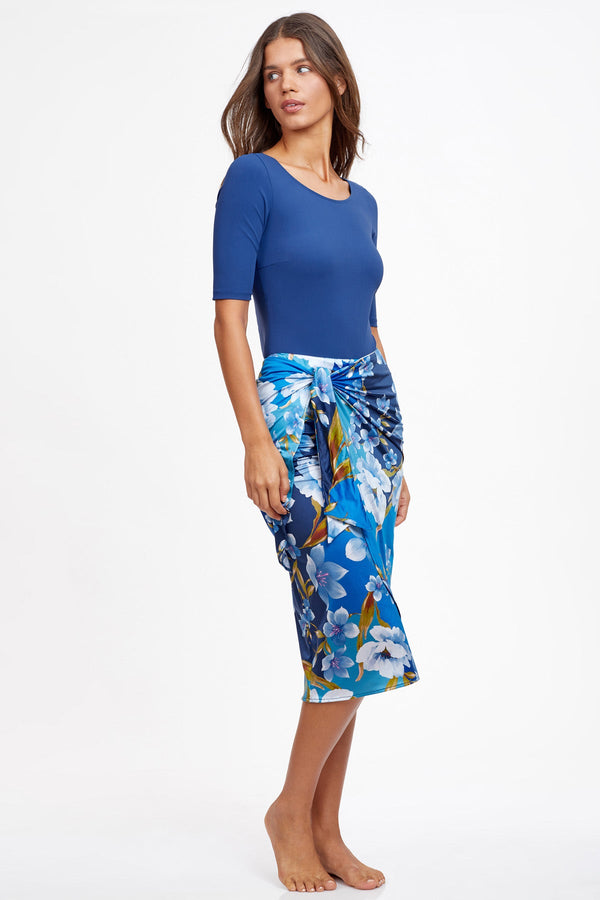 Long Draped Tie Front Skirt