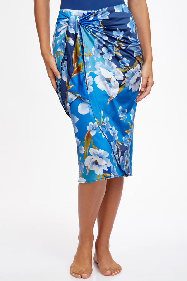 Long Draped Tie Front Skirt
