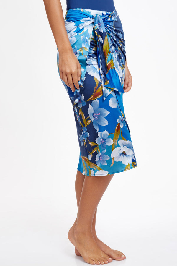 Long Draped Tie Front Skirt