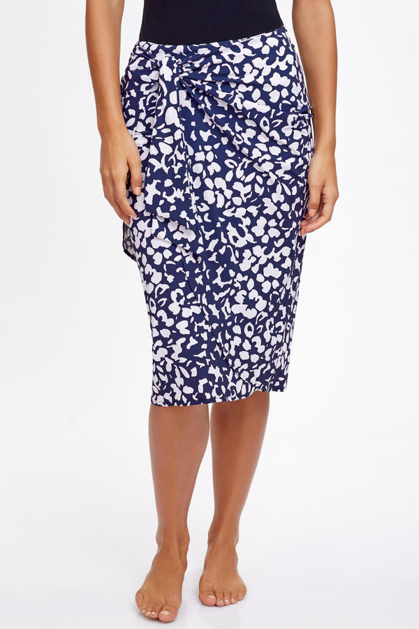 Long Draped Tie Front Skirt