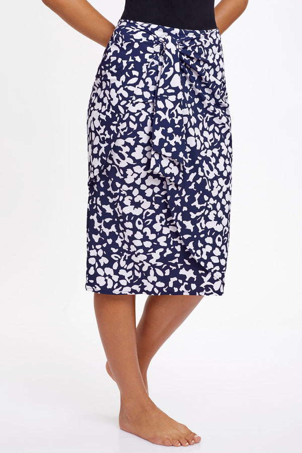 Long Draped Tie Front Skirt