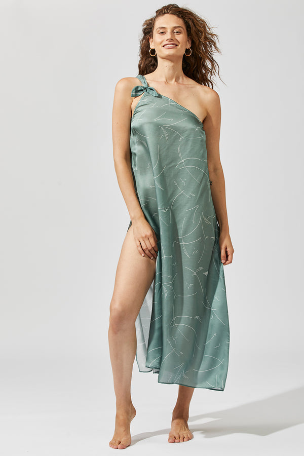 ONE SHOULDER SARONG DRESS