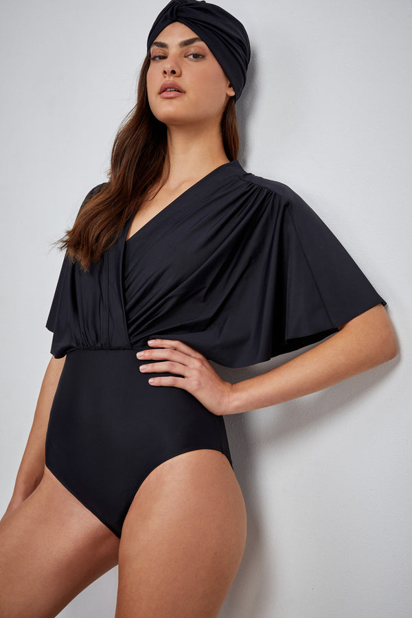 Gottex Modest V-Neck Wide Sleeve One Piece Swimsuit