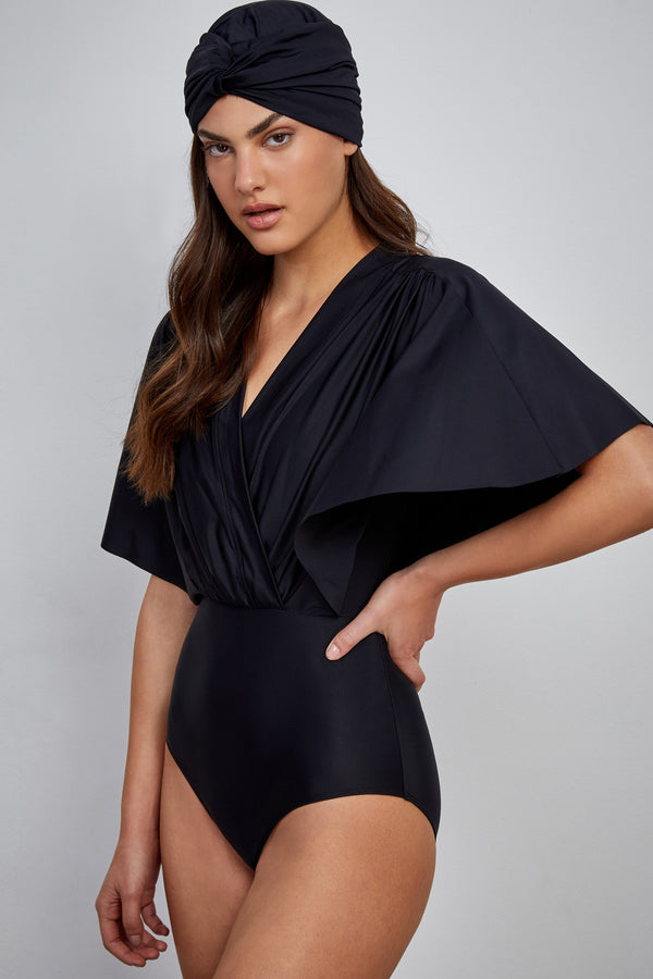 Gottex Modest V-Neck Wide Sleeve One Piece Swimsuit