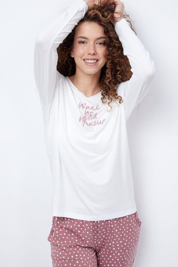 Women's Round Neck Pyjamas Set Pink