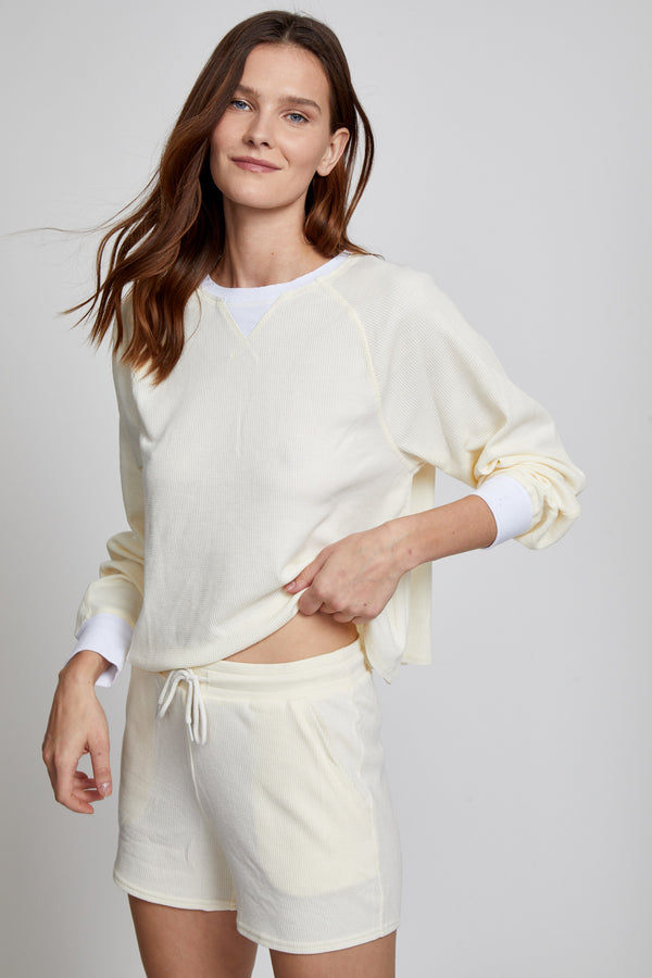 Waffle Long Sleeve Crop Shirt
