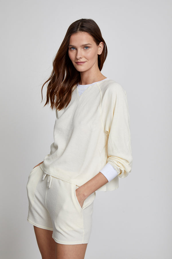 Waffle Long Sleeve Crop Shirt
