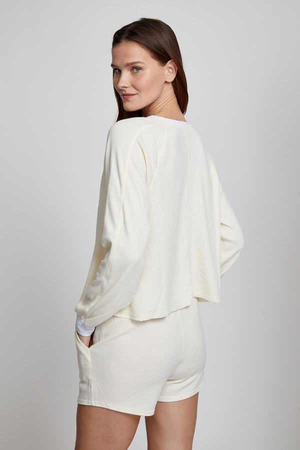 Waffle Long Sleeve Crop Shirt