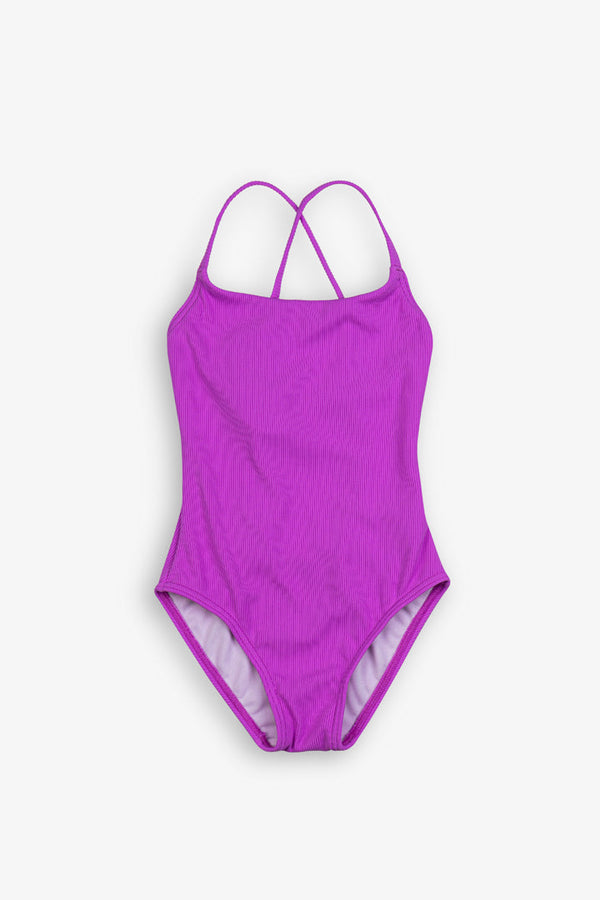 GOTTEX KIDS TEXTURED RIB ROUND NECK ONE PIECE SWIMSUIT