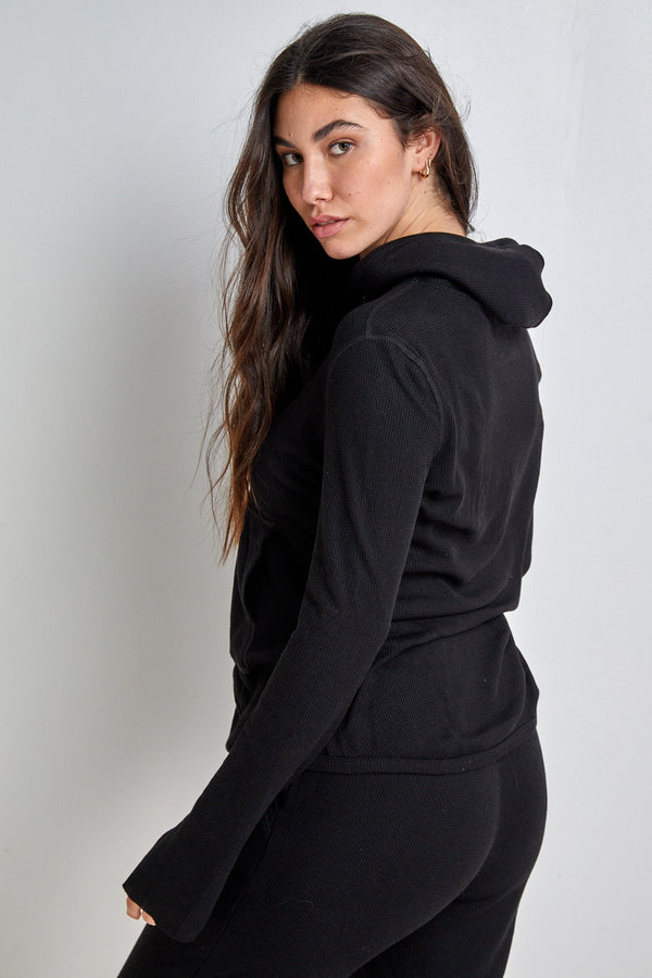 Zip Up Waffle Hoodie