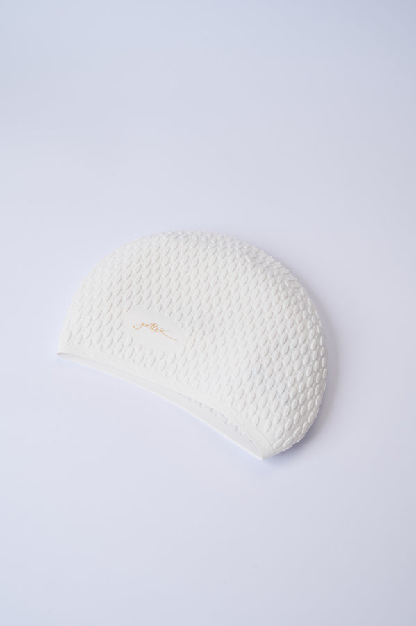 White Textured Swim Cap