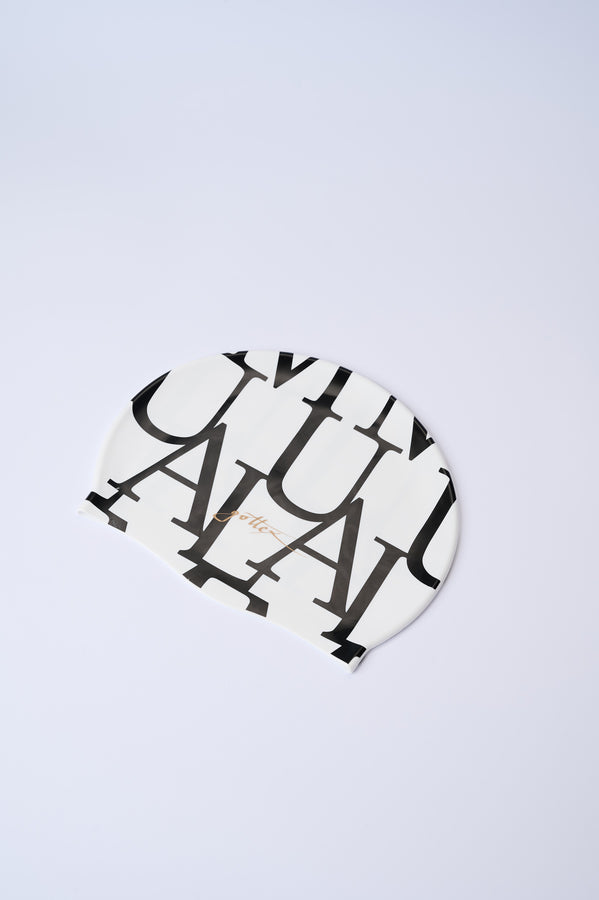 Silicone Swim Cap – Black & White Print
