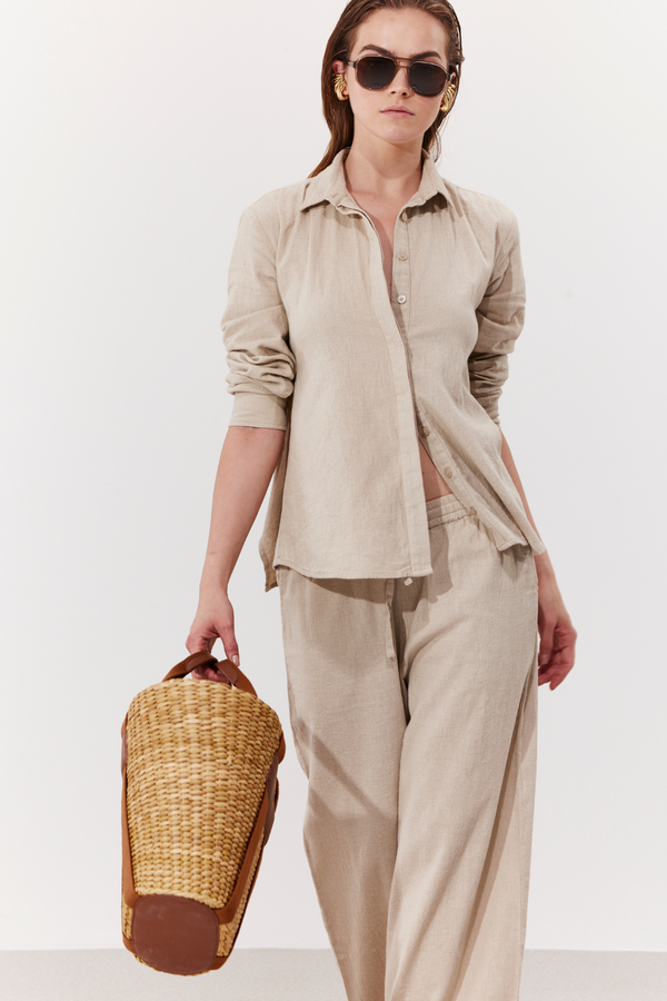 SORRENTO WIDE-LEG LINEN PANTS IN CREAM