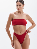 Strapless Textured Bikini Top - Red