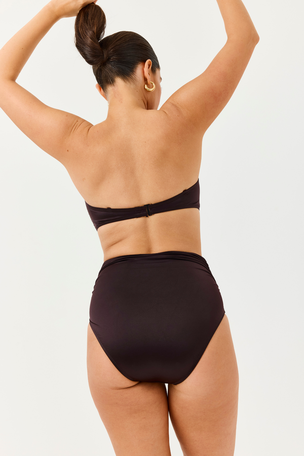 Turkiz Brown Satin Bandeau Bikini Top