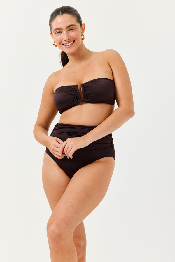 Turkiz Brown Satin Bandeau Bikini Top
