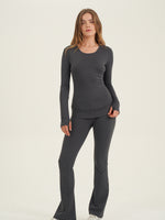 X BY GOTTEX FLARE LEG LEGGING IN CHARCOAL