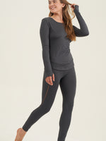 X BY GOTTEX LONG MESH LEGGING IN CHARCOAL