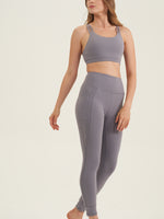 X BY GOTTEX GREY LEGGING WITH WITH RIB INSERTS