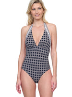 GOTTEX GOLDEN CHIC V NECK HALTER ONE PIECE SWIMSUIT