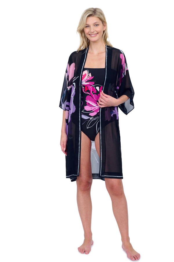 WATER LILY BELTED KIMONO PINK
