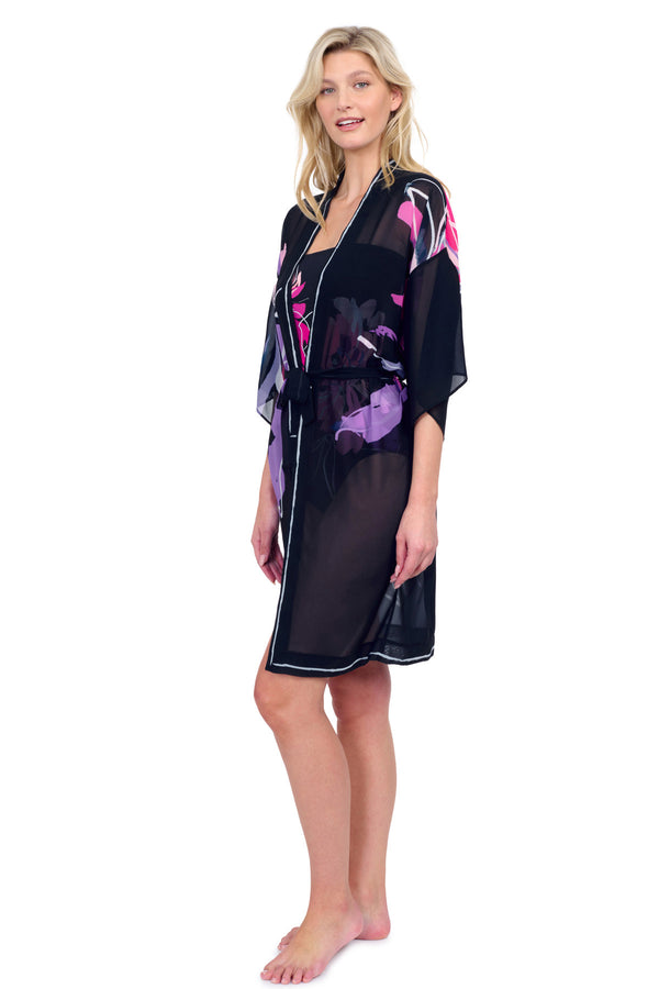 WATER LILY BELTED KIMONO PINK